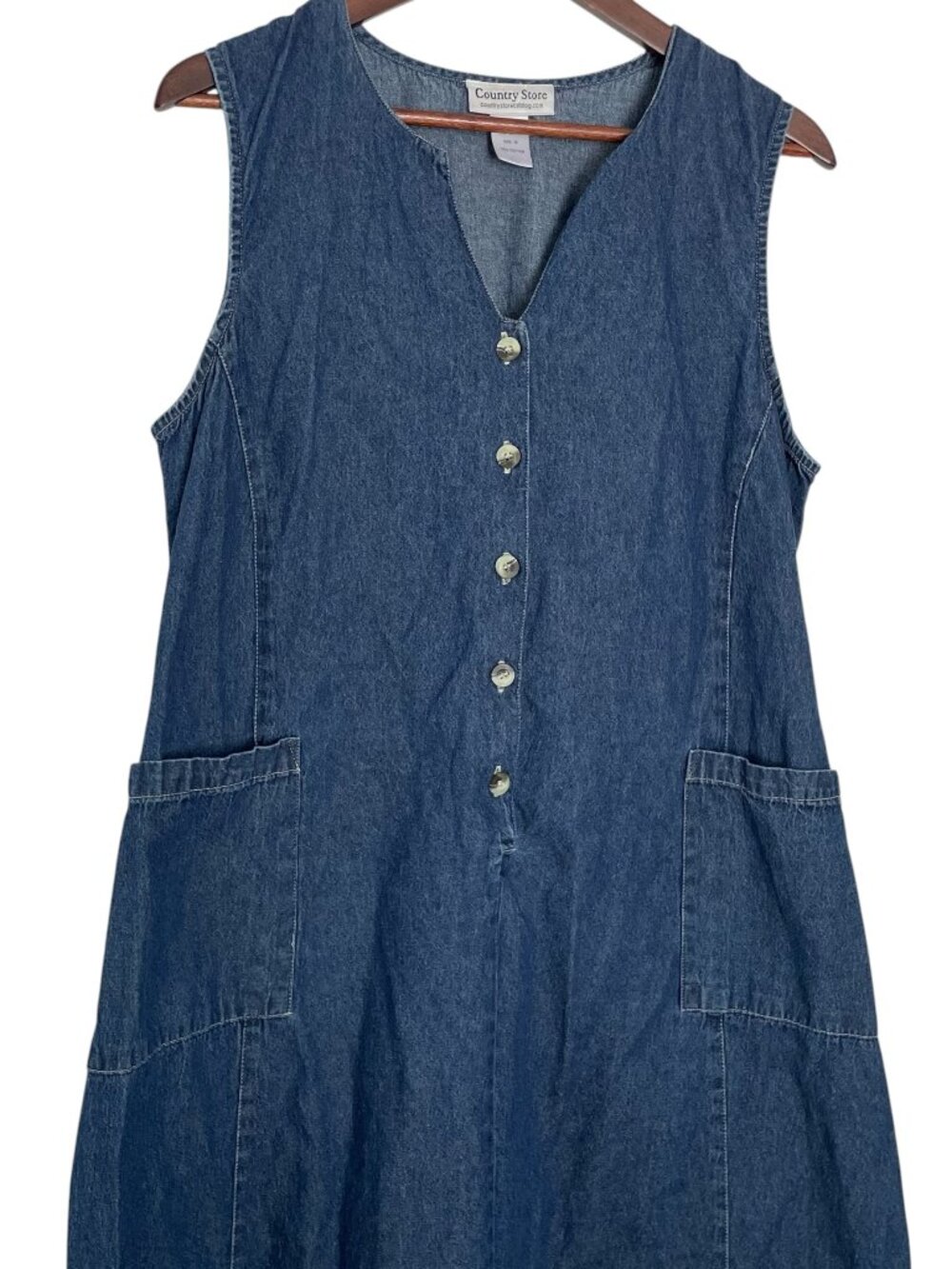Country Store A Line Maxi Sun Dress Medium M Blue Denim Jumper Cottagecore
